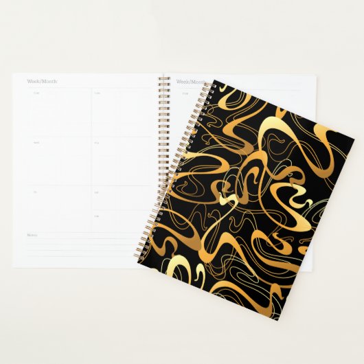 Golden Abstract Swirl Pattern Planner (Display)