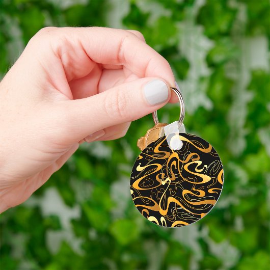 Golden Abstract Swirl Pattern Sleutelhanger