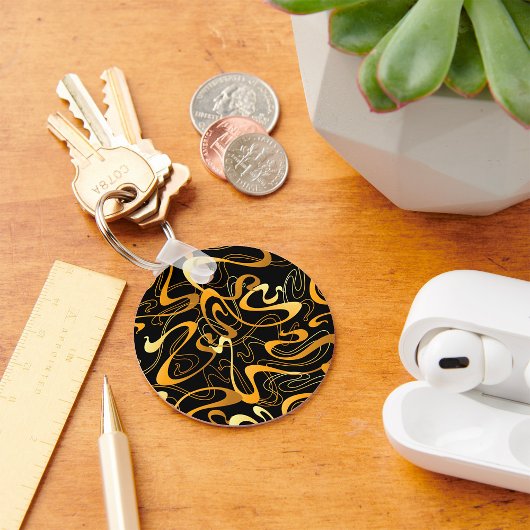 Golden Abstract Swirl Pattern Sleutelhanger