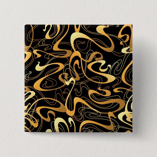 Golden Abstract Swirl Pattern Vierkante Button 5,1 Cm (Voorkant)