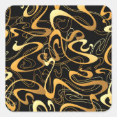 Golden Abstract Swirl Pattern Vierkante Sticker (Voorkant)