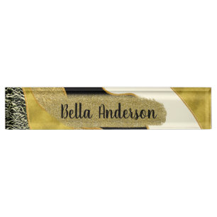 Golden Abstract Wave Modern Gold Glam Trendy Naambordje