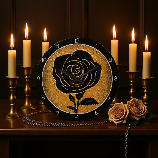 Golden Accent Black Rose  Grote Klok