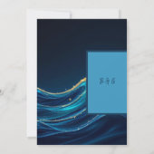 Golden Accented Abstract Ocean Waves bruiloft (Achterkant)