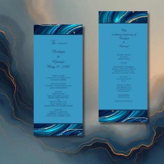 Golden Accented Abstract Ocean Waves bruiloft Programma