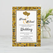 Golden African Kente K46 Faire-part de mariage (Debout devant)