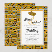 Golden African Kente K46 Faire-part de mariage (Devant / Derrière)