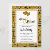 Golden African Kente K46 Wedding Invitation Kaart (Voorkant)