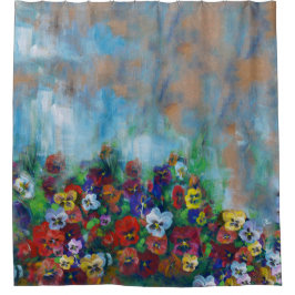 Golden Afternoon Pansies by Jason Street Douchegordijn