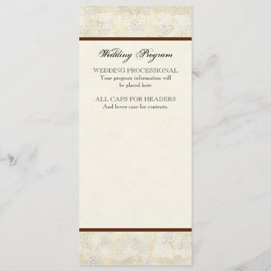 Golden Age of Elegance, Swirls Wedding Programme Programma (Achterkant)
