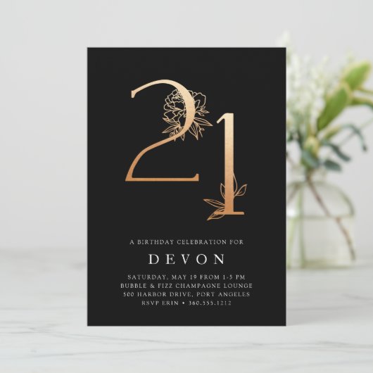 Golden Age | Roos Gold 21e uitnodiging van de part (Staand voorkant)