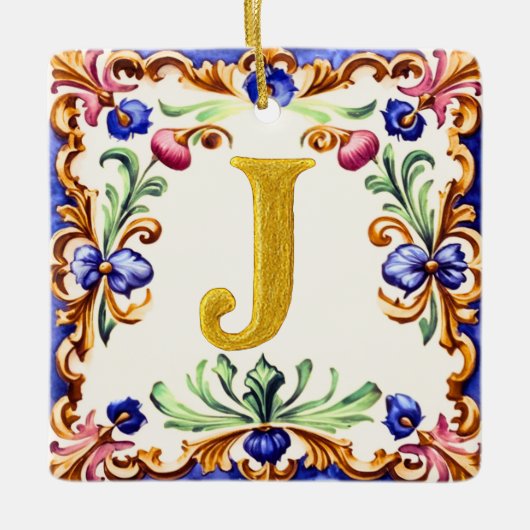 Golden Alphabet – Letter J Ceramic Ornament (Voorkant)