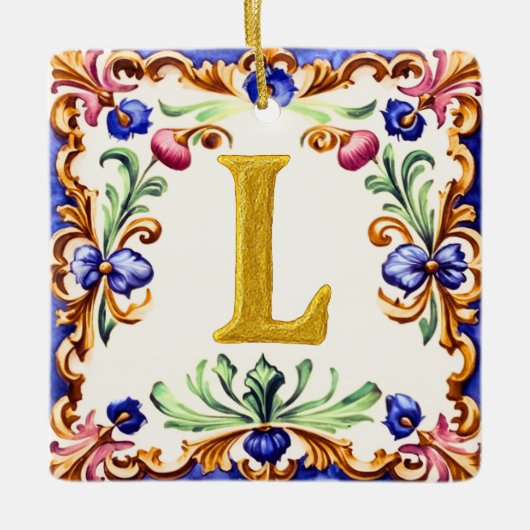 Golden Alphabet – Letter L Keramisch Ornament (Voorkant)