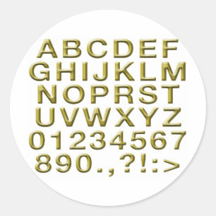 Golden Alphabet Ronde Sticker