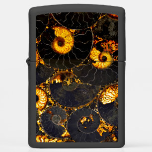 Golden Amber black Nautilus shell patroon, fossiel
