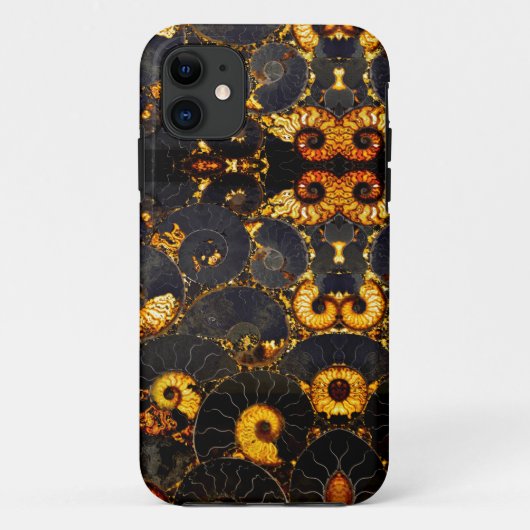 Golden Amber black Nautilus shell patroon, fossiel Case-Mate iPhone Case (Achterkant)