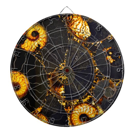 Golden Amber black Nautilus shell patroon, fossiel Dartbord (Voorkant)