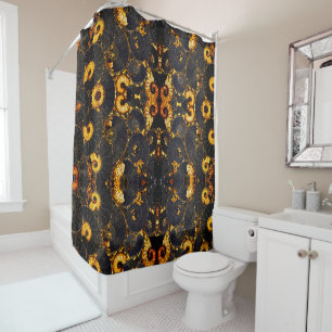 Golden Amber black Nautilus shell patroon, fossiel Douchegordijn