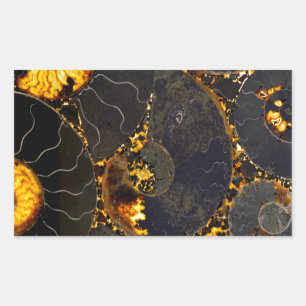 Golden Amber black Nautilus shell patroon, fossiel Rechthoekige Sticker
