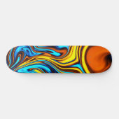 Golden Amber en Blue Abstract Lava Flow Skateboard (Horizontaal)