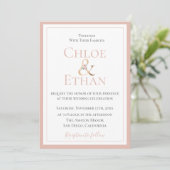 Golden Ampersand Blush Wedding Kaart (Staand voorkant)