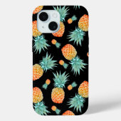 Golden anananappelpatroon op zwart | Aangepast Case-Mate iPhone Case (Achterkant)