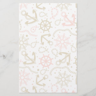 Golden Anchor Pattern Briefpapier