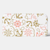 Golden Anchor Pattern Case-Mate iPhone Case (Achterkant (horizontaal))