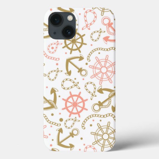 Golden Anchor Pattern Case-Mate iPhone Case (Achterkant)