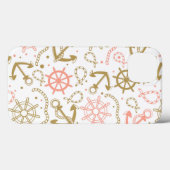 Golden Anchor Pattern Case-Mate iPhone Case (Achterkant (horizontaal))