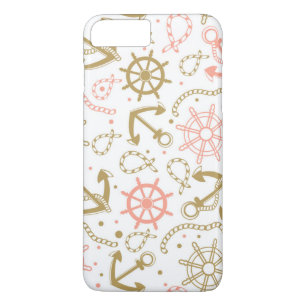 Golden Anchor Pattern iPhone 8 Plus / 7 Plus Hoesje