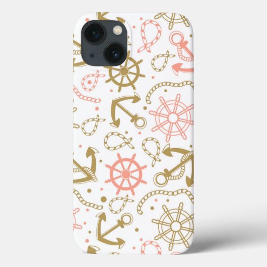 Golden Anchor Pattern Case-Mate iPhone Case (Achterkant)