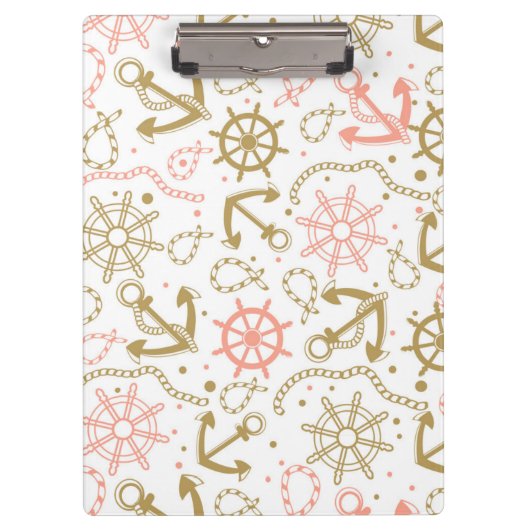 Golden Anchor Pattern Klembord (Voorkant)