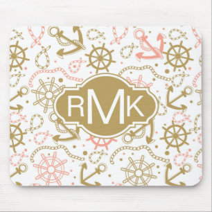 Golden Anchor Pattern Monogram Muismat