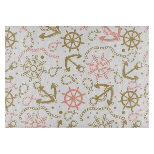 Golden Anchor Pattern Snijplank (Voorkant)