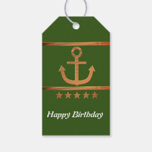 Golden Anchor, symbolen van de liefde, gepersonali Cadeaulabel