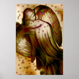 Golden Angel met sterren Poster