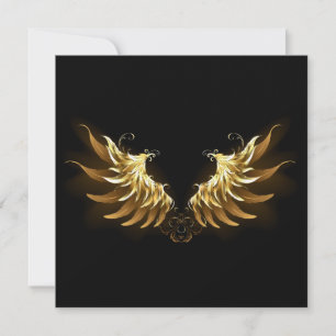 Golden Angel Wings on Black background Kaart