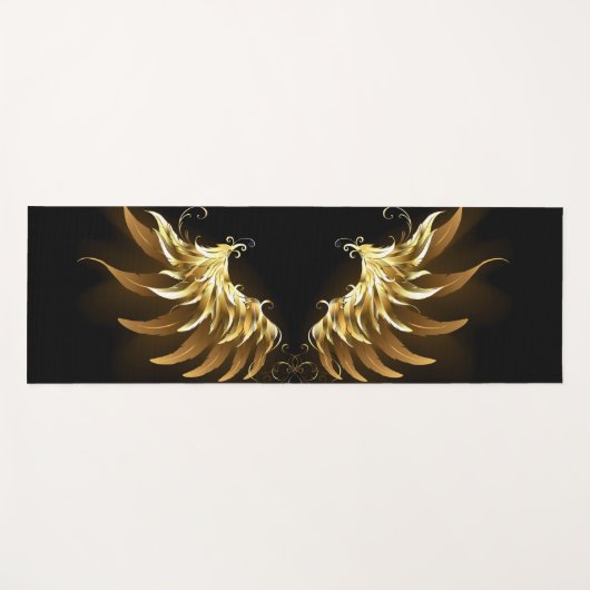 Golden Angel Wings on Black background Yogamat (Voorkant (horizontaal))