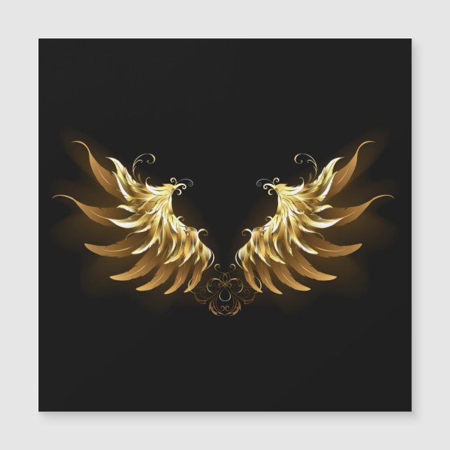 Golden Angel Wings op zwarte achtergrond (Voorkant)