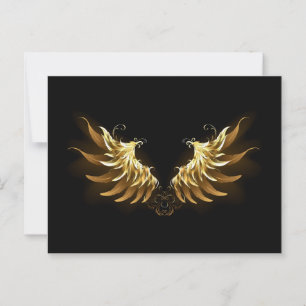Golden Angel Wings op zwarte achtergrond Advieskaart