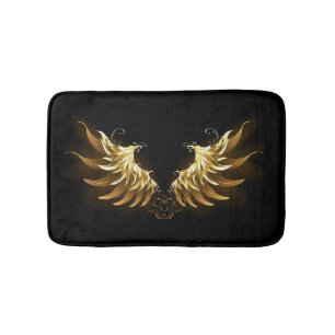 Golden Angel Wings op zwarte achtergrond Badmat