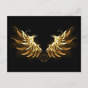 Golden Angel Wings op zwarte achtergrond Briefkaart