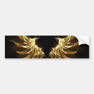 Golden Angel Wings op zwarte achtergrond Bumpersticker