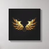 Golden Angel Wings op zwarte achtergrond Canvas Afdruk (Voorkant)