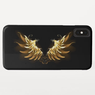 Golden Angel Wings op zwarte achtergrond iPhone XS Max Hoesje