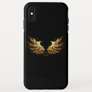 Golden Angel Wings op zwarte achtergrond iPhone XS Max Hoesje