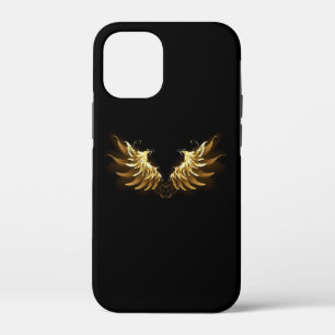 Golden Angel Wings op zwarte achtergrond iPhone 12 Mini Hoesje