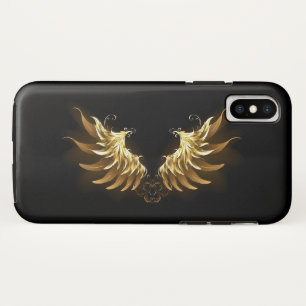 Golden Angel Wings op zwarte achtergrond iPhone XS Hoesje
