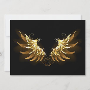 Golden Angel Wings op zwarte achtergrond Feestdagenkaart